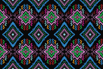 Wall Mural - abstract ikat art seamless pattern folk embroidery aztec geometric art,geometric ethnic, African Ikat paisley embroidery. Navajo, seamless pattern traditional, tribal motifs abstract vector.