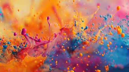 Wall Mural - A vibrant explosion of colorful paint splatters frozen in mid-air, capturing the essence of creativity and expression on National Creativity Day.
