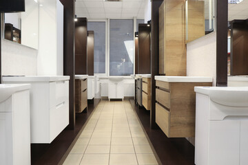 Sticker - Assortment of bathroom vanity units in store