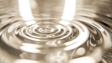 Wall Mural - A beautifully lit close-up of water ripples with a white and golden tone, reflecting light rays that create a tranquil, elegant atmosphere.