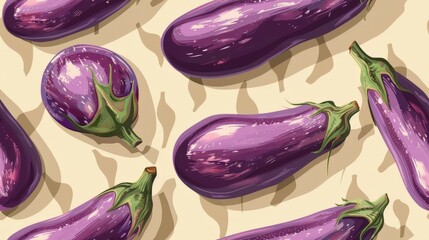 Wall Mural - Purple eggplant - Seamless repeating wallpaper pattern background