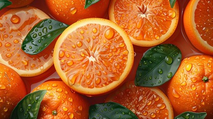 Wall Mural - Fresh sliced mandarins orange wallpaper background