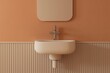 © Jira - 3D render of a bathroom sink on brown wall backdrop, illustration