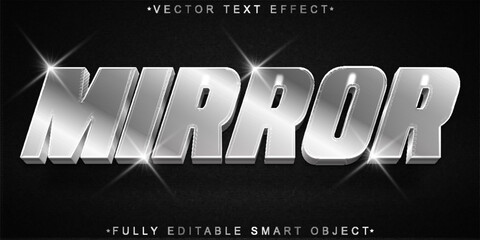 Poster - Shiny Silver Mirror Vector Fully Editable Smart Object Text Effect