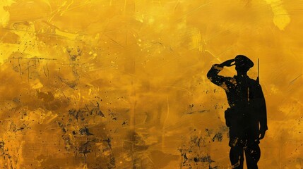 Wall Mural - silhouette of a soldier saluting