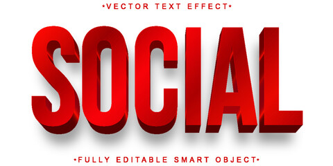 Aufkleber - Red Social Vector Fully Editable Smart Object Text Effect