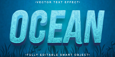 Poster - Cartoon Blue Water Ocean Vector Fully Editable Smart Object Text Effect