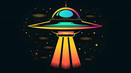 Wall Mural - Vintage Sci-Vintage Sci-Fi Art. UFO in a retro science fiction style. cosmic retro designFi Art. UFO in a retro science fiction style. cosmic retro design