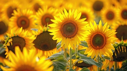 Wall Mural - vast field of sunflowers in full bloom