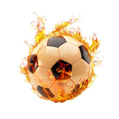 Wall Mural - A soccer ball on fire isolated on white background PNG