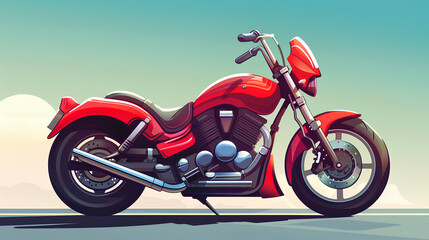 red motorbike, beautiful, cool, vector, cartoon style