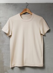 blank beige t-shirt, simple apparel in unisex design