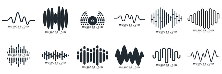 Wall Mural - Set of Radio Wave icon. Sound waves set. Modern sound equalizer. Radio wave icons. Volume level symbols. Music frequency. vector illustration