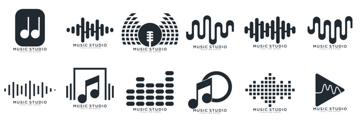 Wall Mural - Set of Radio Wave icon. Sound waves set. Modern sound equalizer. Radio wave icons. Volume level symbols. Music frequency. vector illustration