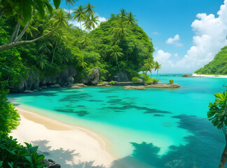 Wall Mural - Beautiful scenery of beach with natural travel place 