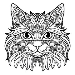  cat face line draw on white background