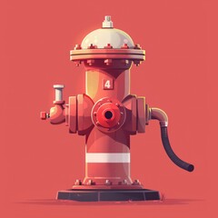 Wall Mural - fire hydrant illustration in a flat color background