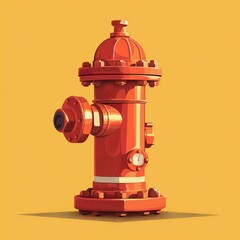 Sticker - fire hydrant illustration in a flat color background