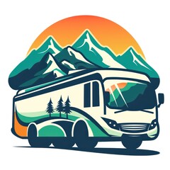 Wall Mural - landscapes tours bus logo design