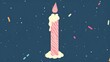 A single lit birthday candle amidst sprinkles