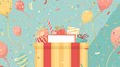 A vibrant celebration background with a gift box full of surprises