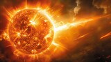 Fototapeta Londyn - Explosive Solar Flare Unleashing Cosmic Energy
