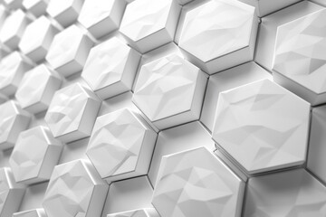Poster - White Hexagon Pattern Background. Elegant White Design.  Graphic. Innovative  white honeycomb grid abstract backdrop. Grid pattern structure. Trendy modern artwork.