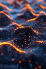 Poster - Visualizing musical tones. Futuristic tech backdrop. AI innovation. Scientific setting. Data visualization with large-scale information.  graphics.