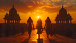 Happy Shree Ram Navami Background Vector, Lord Rama and Lady Sita walking together, Generative Ai