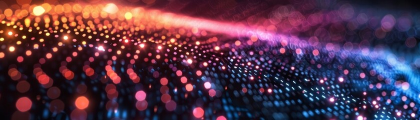 Poster -  technology backdrop. Visualizing huge data. Abstract flow of data with colorful circle pattern. Information analysis idea. Machine algorithm filtering. Organizing information.