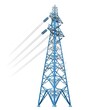 © STOCKYE STUDIO - electricity high tension pylon icon, blue color, white background