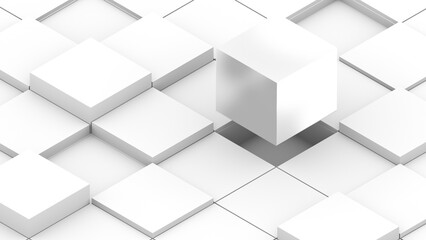 Poster - abstract technology background image white digital box shape,science and technology concept,3d rendering