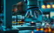 © Pukan - A dynamic angle of a microscope in a dimly lit lab
