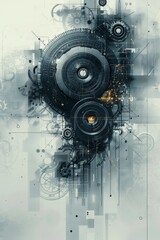 Poster - Abstract geometric patterns in a futuristic design are a distinctive feature of modern technology.