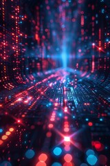 Poster - Innovative advancements in data transmission technology. Futuristic digital landscape. Cutting-edge artificial intelligence technology.