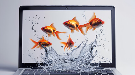 swimming goldfish in fishtank with water ,generative ai