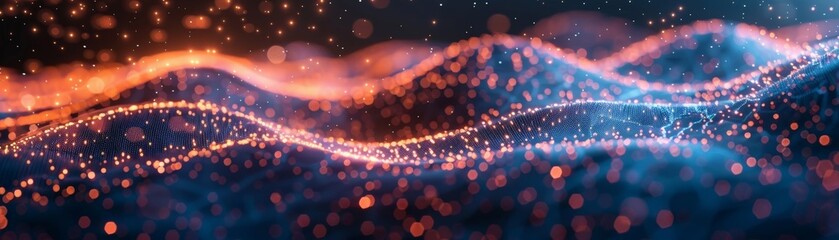 Poster - concept of large data. three-dimensional visualization of blockchain technology. data patterns and t