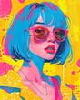 drawing of modern art fashion stylish portrait of young adult vibrant colour pop art style modern painting of iconic portrait of human face