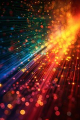 Poster - Vibrant stripes on backdrop, imagery of digital connectivity sector
