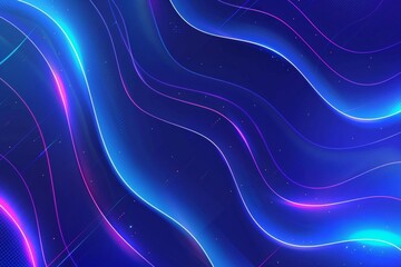 Poster - designers can utilize the abstract blue technology background with neon light effects and geometric 