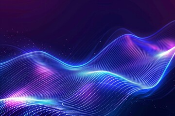 Poster - Designers can utilize the abstract blue technology background with neon light effects and geometric shapes to create visually striking website wallpapers.