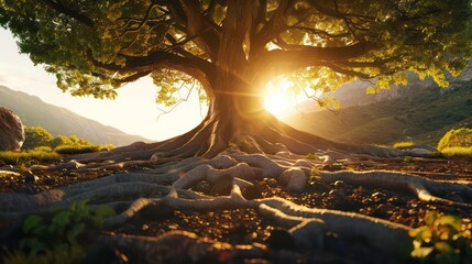 Wall Mural - tree roots deep and wide strong and sustainable growth nature