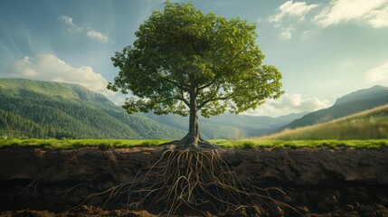 Wall Mural - tree roots deep and wide strong and sustainable growth nature