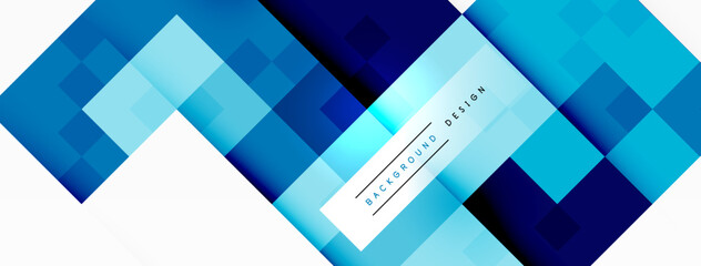 Poster - This business card features a vibrant blue and white geometric pattern with shades of azure and aqua. The rectangular design is eyecatching and modern, perfect for a stylish and creative professional