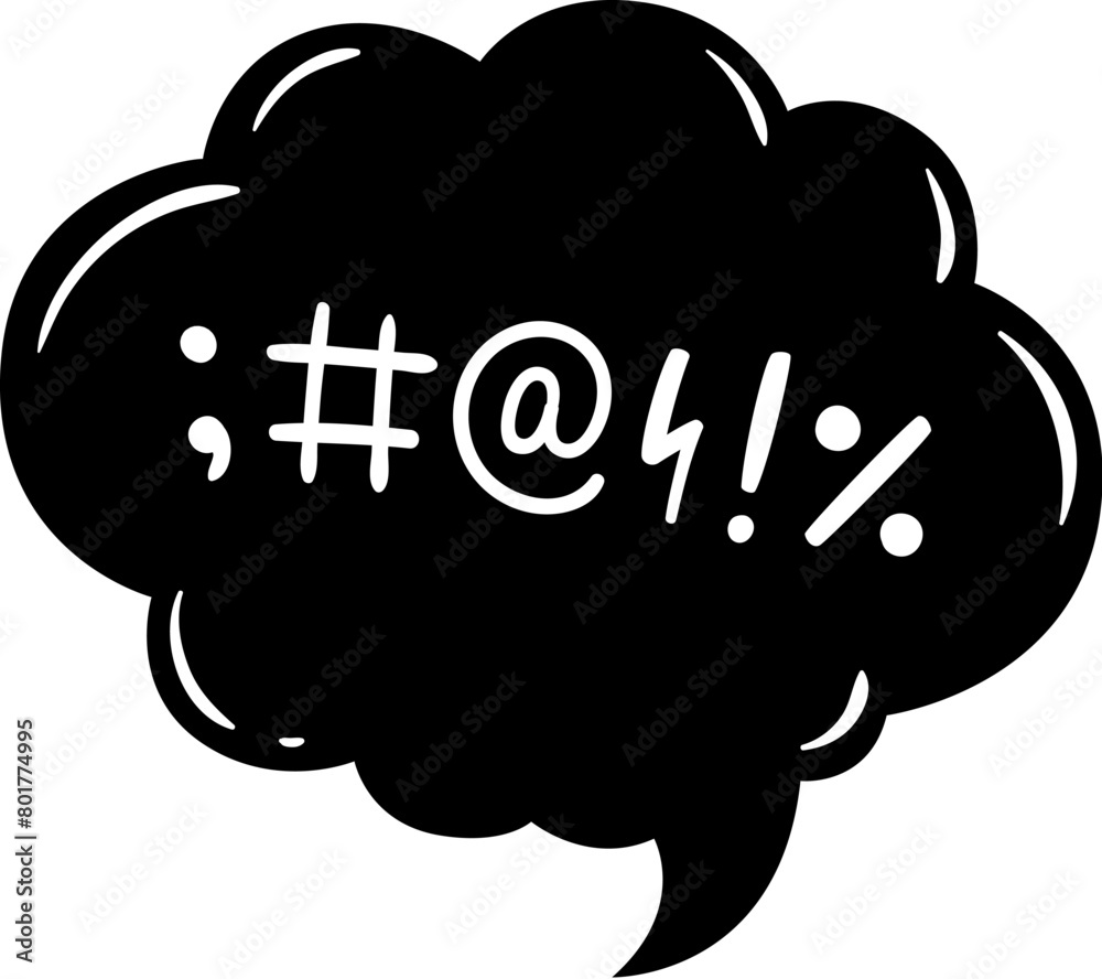 Comic swear speech bubble, hate angry talk, aggressive expletive curse ...