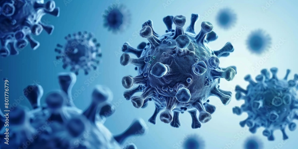 High definition representation of blue virus cells in a floating ...