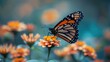 A butterfly landing on a flower, symbolizing beauty and transformation.