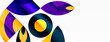 A vibrant logo featuring art paint circles in purple, yellow, and electric blue on a white background. The design is a striking pattern inspired by visual arts