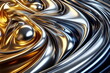a close up of a shiny silver and gold background with a smooth surface, abstract cloth simulation, metallic surface