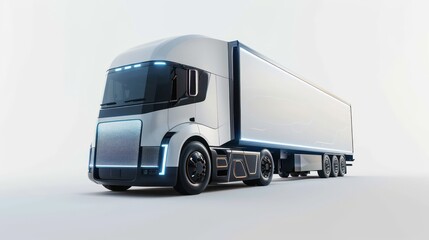 self driving truck, concept, white background